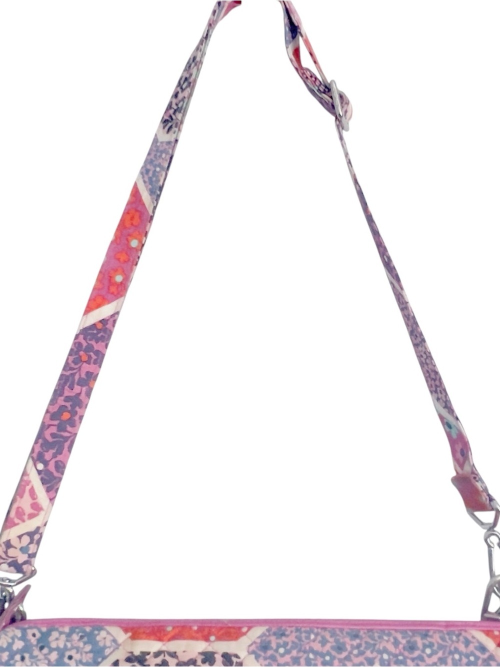 Vera Bradley Patchwork Quilted Ditzy Floral Shoulder Bag Canvas Strap Pink/Multi - Picture 13 of 16